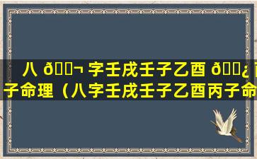 八 🐬 字壬戌壬子乙酉 🌿 丙子命理（八字壬戌壬子乙酉丙子命理详解）